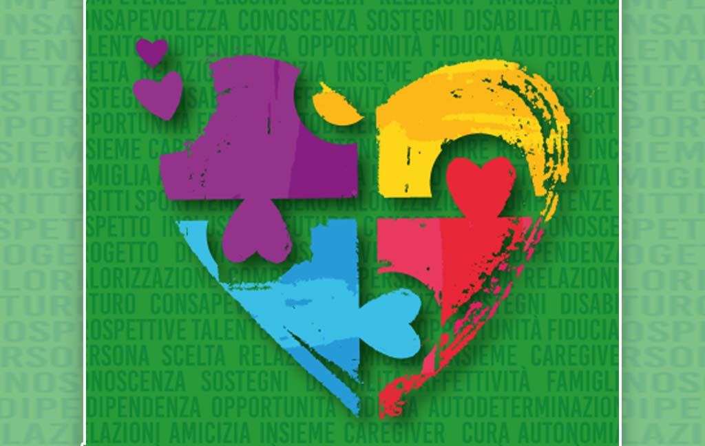 Un cuore diviso in quattroparti che si incastrano tra loro.